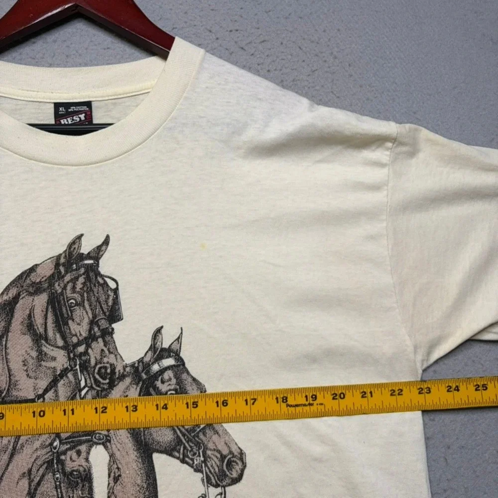 Fruit of the Loom T-Shirt Mens XL Cream The Versatile Morgan Horse Vintage 90s